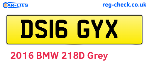 DS16GYX are the vehicle registration plates.
