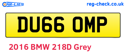 DU66OMP are the vehicle registration plates.