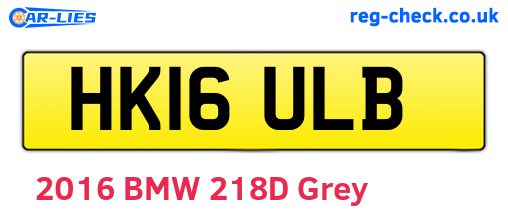 HK16ULB are the vehicle registration plates.