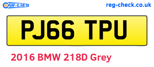 PJ66TPU are the vehicle registration plates.