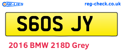 S60SJY are the vehicle registration plates.