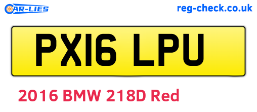 PX16LPU are the vehicle registration plates.