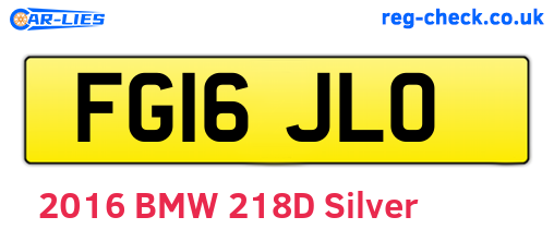 FG16JLO are the vehicle registration plates.