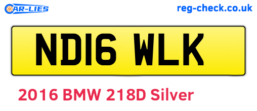 ND16WLK are the vehicle registration plates.