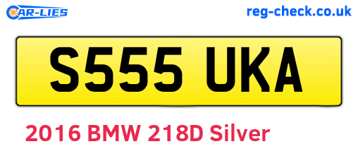 S555UKA are the vehicle registration plates.