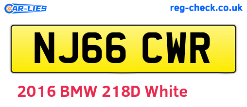 NJ66CWR are the vehicle registration plates.