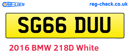 SG66DUU are the vehicle registration plates.