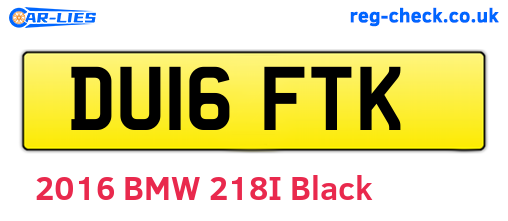 DU16FTK are the vehicle registration plates.