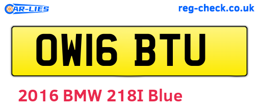 OW16BTU are the vehicle registration plates.