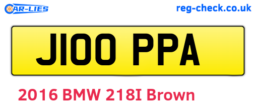 J100PPA are the vehicle registration plates.