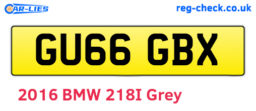 GU66GBX are the vehicle registration plates.