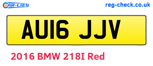 AU16JJV are the vehicle registration plates.