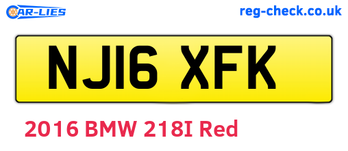 NJ16XFK are the vehicle registration plates.