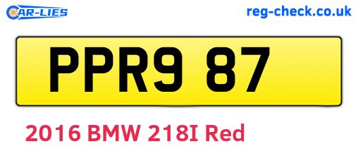 PPR987 are the vehicle registration plates.