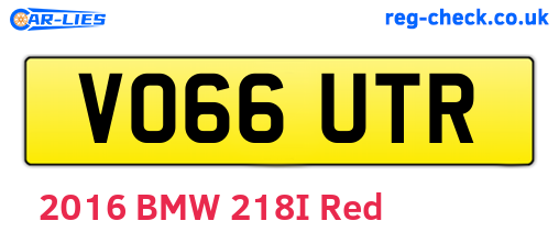 VO66UTR are the vehicle registration plates.