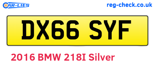 DX66SYF are the vehicle registration plates.