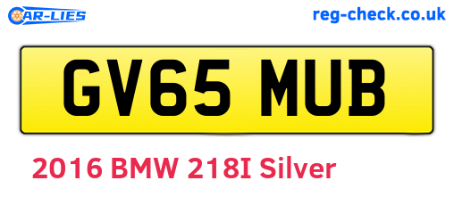 GV65MUB are the vehicle registration plates.