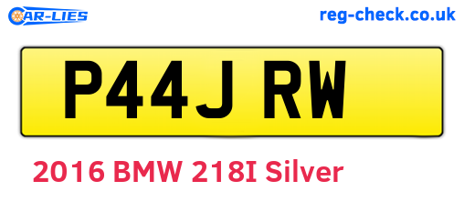 P44JRW are the vehicle registration plates.