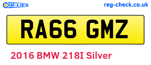 RA66GMZ are the vehicle registration plates.