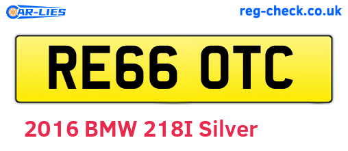 RE66OTC are the vehicle registration plates.