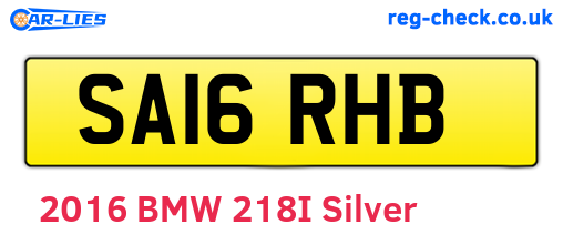SA16RHB are the vehicle registration plates.