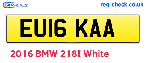 EU16KAA are the vehicle registration plates.