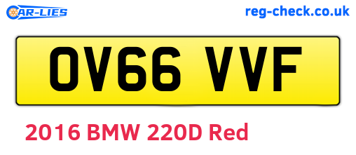 OV66VVF are the vehicle registration plates.
