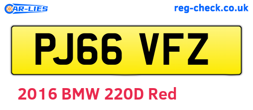 PJ66VFZ are the vehicle registration plates.