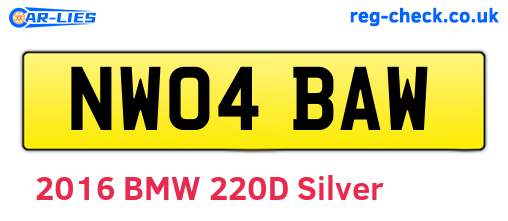 NW04BAW are the vehicle registration plates.