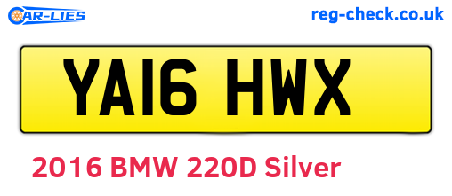 YA16HWX are the vehicle registration plates.