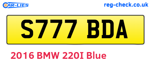 S777BDA are the vehicle registration plates.