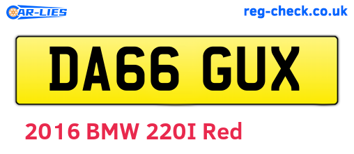 DA66GUX are the vehicle registration plates.