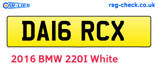 DA16RCX are the vehicle registration plates.