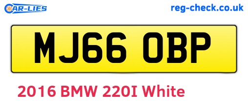 MJ66OBP are the vehicle registration plates.