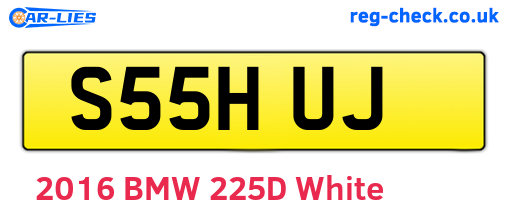 S55HUJ are the vehicle registration plates.