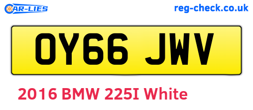OY66JWV are the vehicle registration plates.