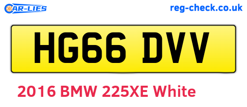 HG66DVV are the vehicle registration plates.