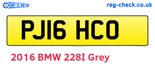 PJ16HCO are the vehicle registration plates.