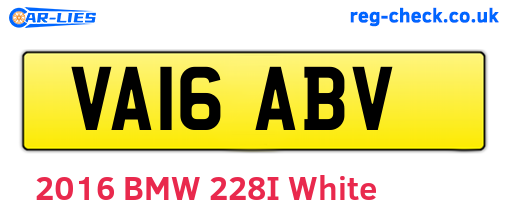 VA16ABV are the vehicle registration plates.