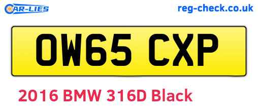 OW65CXP are the vehicle registration plates.