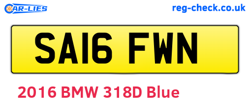 SA16FWN are the vehicle registration plates.