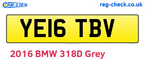 YE16TBV are the vehicle registration plates.