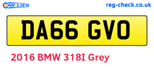 DA66GVO are the vehicle registration plates.