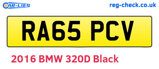RA65PCV are the vehicle registration plates.