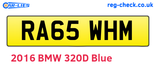RA65WHM are the vehicle registration plates.