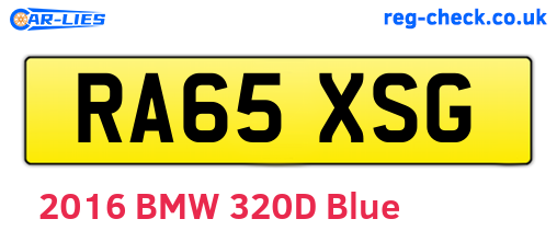 RA65XSG are the vehicle registration plates.