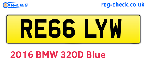 RE66LYW are the vehicle registration plates.