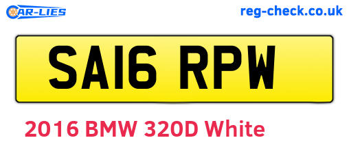 SA16RPW are the vehicle registration plates.