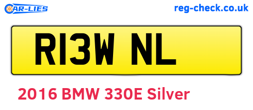 R13WNL are the vehicle registration plates.