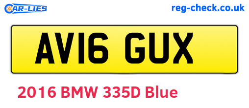 AV16GUX are the vehicle registration plates.